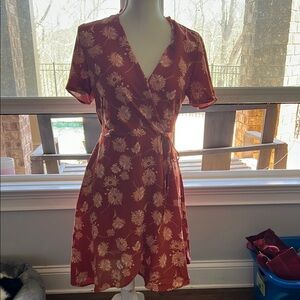 Floral Wrap Dress - Red